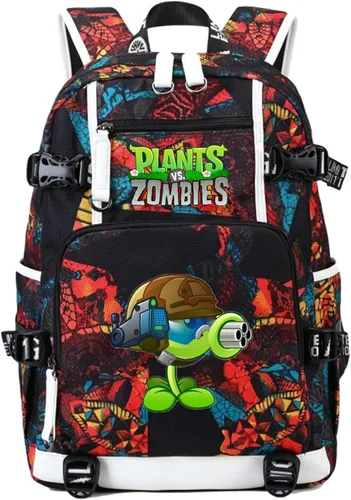 Miniatura 8 de ISaikoy Game Plants vs. Zombies - Mochila de hombro para libros, mochila escolar, mochila para computadora portátil, color rojo1