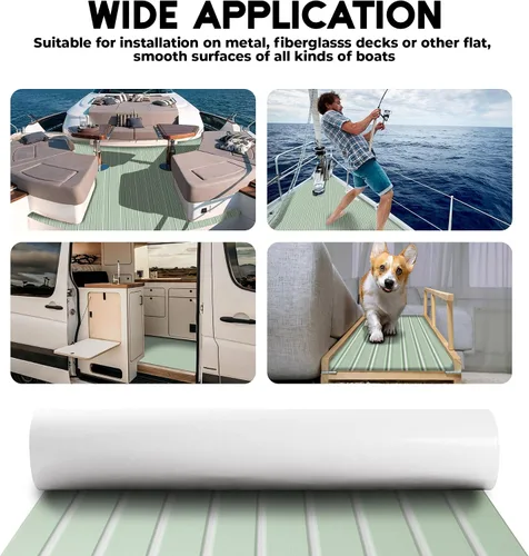 Miniatura 7 de FOCEAN Suelo de lancha de espuma EVA con alfombra marina antideslizante autoadhesiva para Jon Boat Bass Boat Pontón, lancha motora, RV, yate, kayak