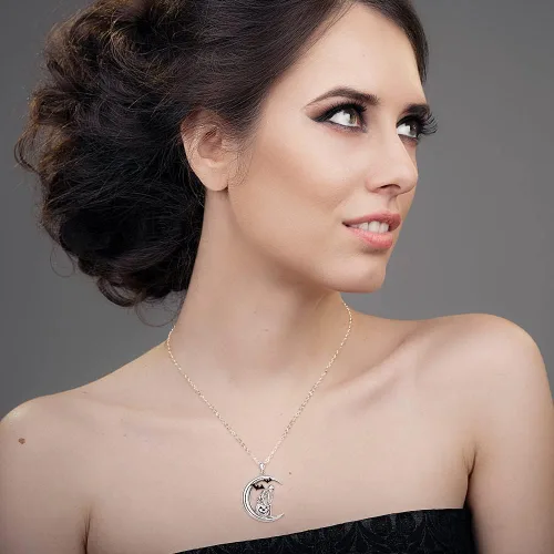 Miniatura 3 de Flamingo Necklace Halloween Skeleton Cat Necklace Turtle Axolotl Hummingbird Necklaces for Women 925 Sterling Silver Cute Animal Jewelry Christmas