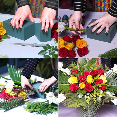 Miniatura 5 de FLOFARE Paquete de 6, bloques de espuma floral secos y húmedos para flores frescas y artificiales, cada uno
