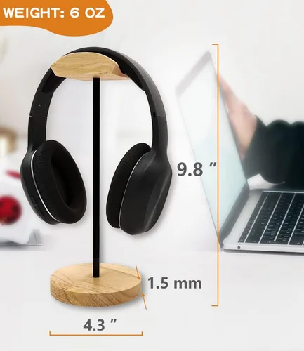 Miniatura 3 de Soporte para auriculares, de madera y metal, gancho de montaje para videojuegos, soporte de escritorio para auriculares, soporte de artesanía