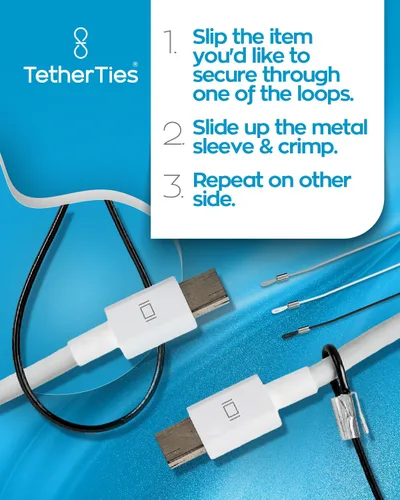 Miniatura 5 de Bloqueo de cable resistente: un kit de anclaje de cable inoxidable premontado resistente a manipulaciones para computadoras, adaptadores y dongles
