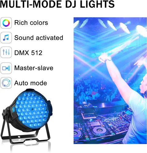 Miniatura 5 de Big Dipper Luces LED de escenario Par de luces 54X3W RGB multicolor brillante iluminación con sonido DMX activado maestro-esclavo luces elevadas
