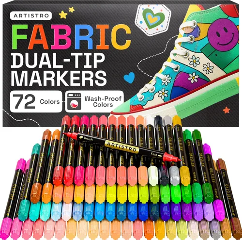 Miniatura 13 de ARTISTRO 48 marcadores de tela de doble punta – Kit de decoración de tela – Permanente para ropa – Bolígrafos de pintura acrílica para tenis