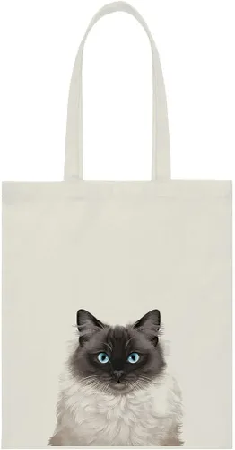 Miniatura 11 de WIRESTER Bolsa de lona reutilizable para mujeres y niñas, bolsa de compras de comestibles, bolsa de hombro, bolsa de viaje, lindo perro y gato Gato