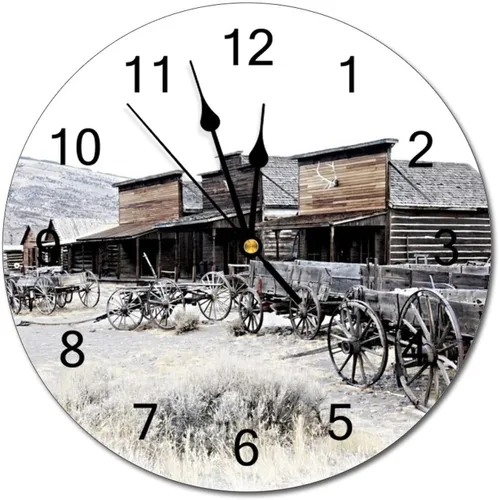 Miniatura 40 de Reloj de pared silencioso sin tictac de PVC, paisaje con hermosa puesta de sol en el campo C, funciona con pilas, 10 pulgadas (9.8 in), reloj