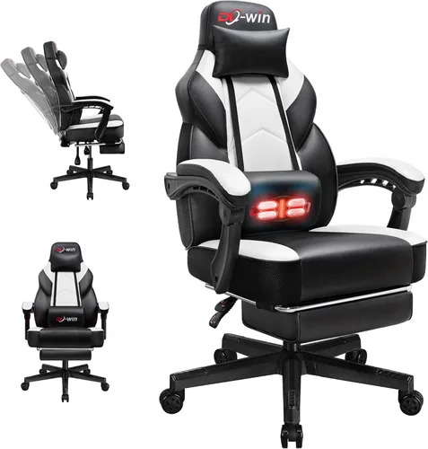 Miniatura 10 de Gaming Chair for Adults with Footrest & Massage Lumbar Support, Ergonomic High Back Gamer Chair, Adjustable Swivel Computer Gaming Chairs with
