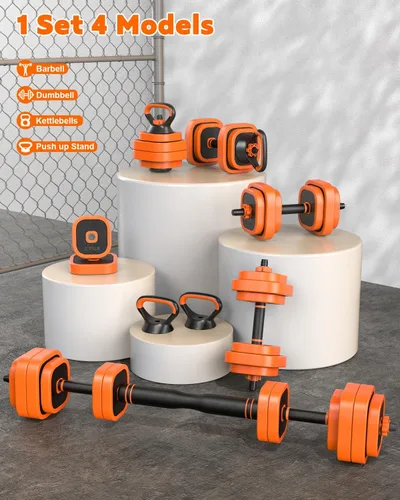Miniatura 10 de Rendpas Juego de mancuernas ajustables, 45/65/85 libras, juego de pesas libres con conector, juego de mancuernas 4 en 1 para entrenamiento en casa