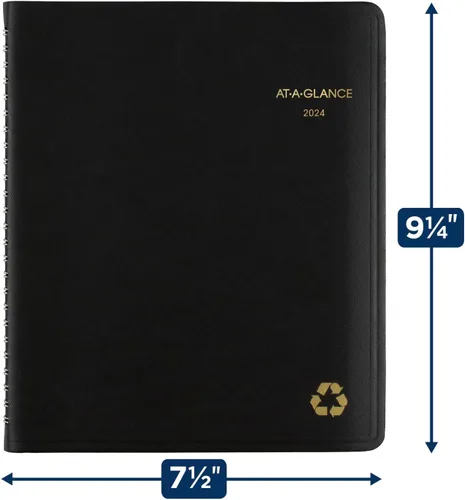 Miniatura 6 de AT-A-GLANCE Agenda semanal y mensual 2024, libro de citas de un cuarto de hora, 7 x 8-3/4 pulgadas, mediano, reciclado, pestañas mensuales, negro
