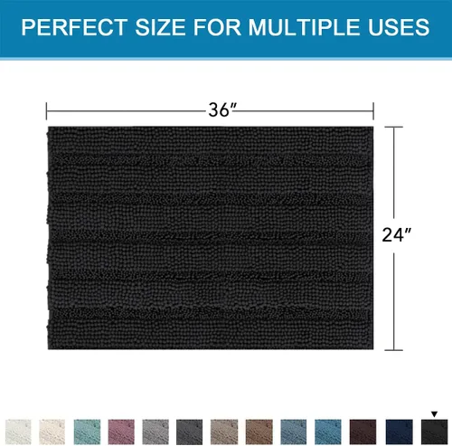 Miniatura 8 de H.VERSAILTEX Alfombras de baño para cuarto de baño, antideslizantes, tapetes de baño extragruesos, de felpilla, a rayas, alfombra de 20" x 32