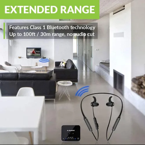 Miniatura 4 de Avantree HT4186 - Auriculares inalámbricos con banda para el cuello para ver televisión, juego de auriculares con transmisor Bluetooth para audio