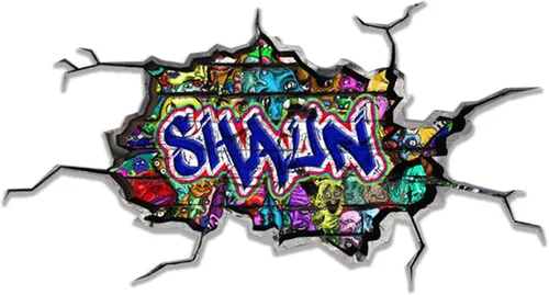 Miniatura 30 de Calcomanía de pared personalizada con nombre de graffiti 3D, calcomanía decorativa de vinilo artística personalizada, extraíble, despegar y pegar