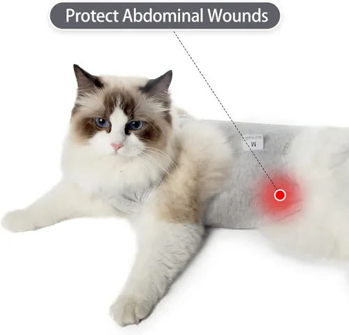 Miniatura 4 de Traje de recuperación para gatos macho y hembra, ropa suave para después de la cirugía, mono con cono protector, camisa, ropa, pañales protectores