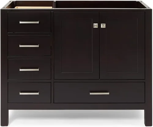 Miniatura 62 de ARIEL Cambridge - Mueble base de tocador de baño de 36 pulgadas, madera maciza, 2 puertas de cierre suave, 5 cajones de cola de milano