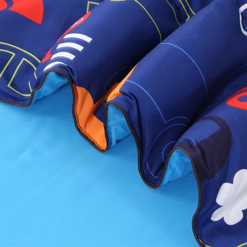 Miniatura 7 de Juegos de ropa de cama para niños pequeños con temática de autos de 4 piezas azules para niños, incluye juego de sábanas y edredón con temática