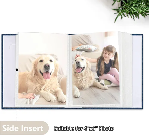 Miniatura 4 de Álbum de fotos Yopih 4x6 100 bolsillos con cubierta de lino, álbumes de fotos para familia, boda, bebé, libro de fotos con capacidad para imágenes