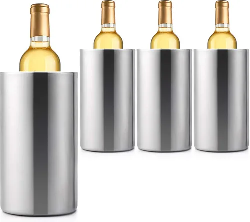 Miniatura 9 de Jolitac Cubo enfriador de vino, cubo enfriador de vino de doble pared de acero inoxidable, mantiene el frío durante horas, enfriador de botellas