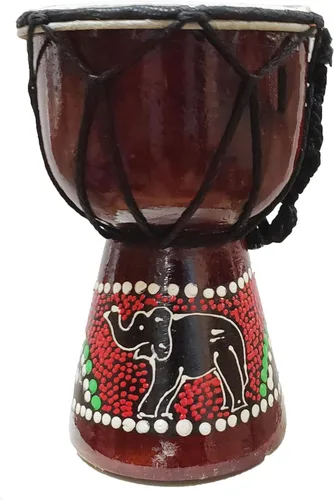 Miniatura 18 de Djembe decorativo de novedad de 6" de alto x 4" de ancho en la parte superior (Abstracto, 15.2 cm)
