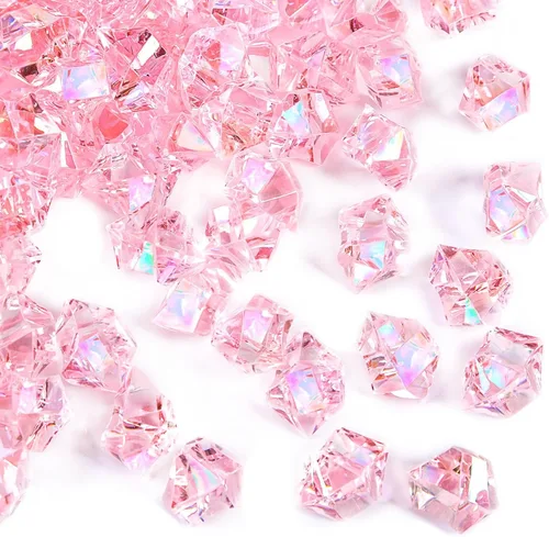 Miniatura 8 de DomeStar 180 piezas de hielo falso, diamantes falsos acrílicos de color naranja deslumbrante, relleno de jarrón, gemas de plástico brillantes