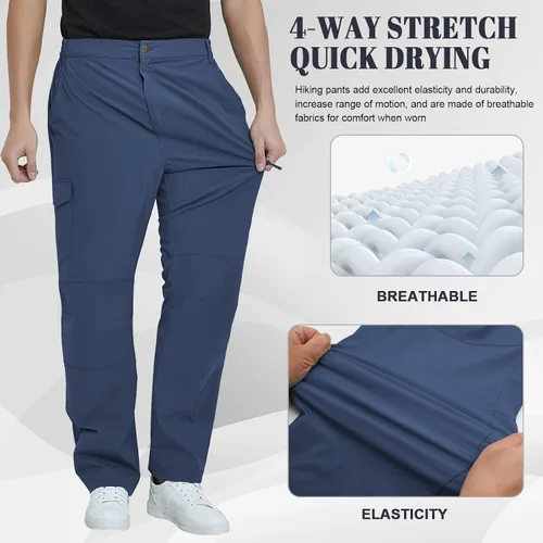 Miniatura 5 de MEETYOO Pantalones cargo de senderismo para hombre, impermeables, tácticos, ligeros, elásticos, para acampar
