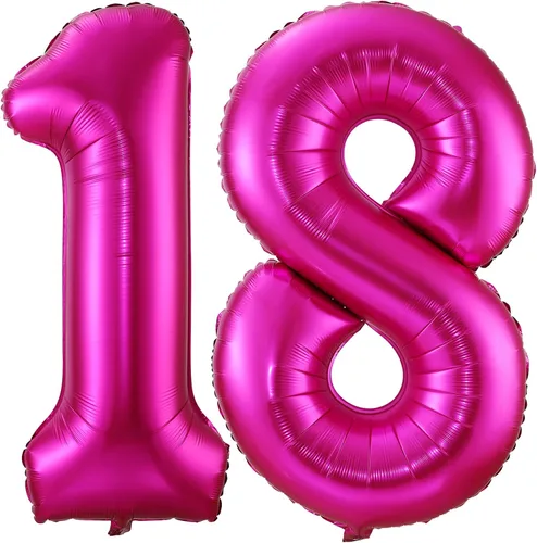 Miniatura 26 de Globo de cumpleaños de 40 pulgadas de color rosa intenso con el número 0, globos grandes de Mylar para fiesta de cumpleaños, aniversario, festival