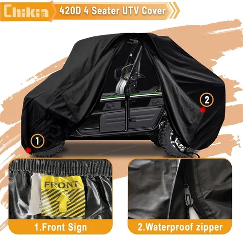 Miniatura 5 de Chikia UTV - Funda impermeable para 4 a 6 plazas, con cremallera, compatible con Polaris Ranger Crew General RZR XP 4 Can am Commander MAX Defender