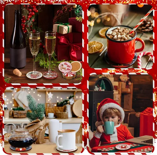 Miniatura 6 de 12 Piezas Kits de Posavasos de Pintura de Diamantes de Navidad con Soporte Arte de Diamantes Posavasos de Navidad para Adultos Suministros de Arte