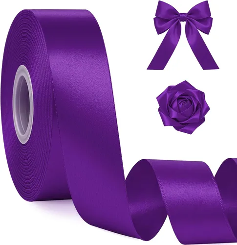 Fullive Cinta de 1 pulgada para envolver regalos, cinta de Halloween de color morado oscuro de 30 yardas | Sleek Glossy, Wear Resistant, Easy Cut,