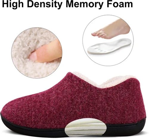 Miniatura 3 de Leisurely Pace Pantuflas de invierno de espuma viscoelástica para mujer espalda cerrada forro polar pantuflas para interiores y exteriores