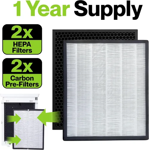Miniatura 3 de Durabasics Filtro de repuesto para purificador de aire para filtro Levoit LV-PUR131, LV-PUR131S y LV-PUR131-RF 2 filtros HEPA y 2 prefiltros