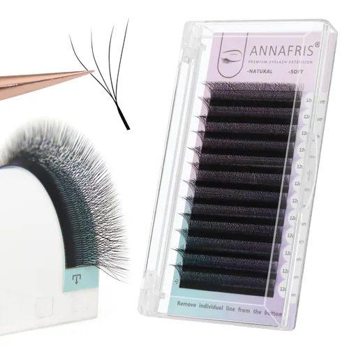 Miniatura 8 de Extensiones de pestañas postizas 4D en forma de abanico 0.003 in, rizo D, 0.31-0.59 pulgadas, volumen mixto, suministros de maquillaje, extensiones