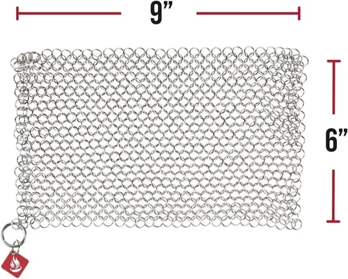 Miniatura 2 de Knapp Made CM Scrubber 9"x6" Estropajo de Anillo Pequeño de Hierro Fundido - Limpiador de Hierro Fundido para Utensilios de Cocina Dura Anodizados