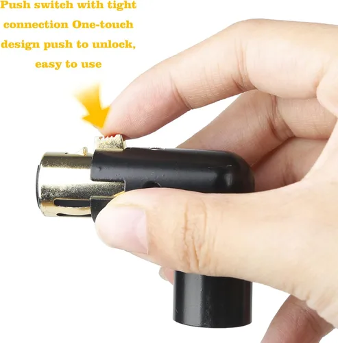 Miniatura 5 de MAD OWL Adaptador XLR de 3 pines de 90 grados, adaptador XLR de ángulo recto ajustable macho a hembra para cable DMX negro