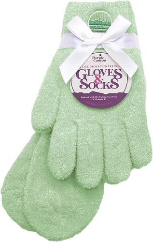 Miniatura 20 de Kit de cuidado de pies con calcetines y guantes hidratantes y bálsamo para talones de Purple Canyon Calcetines y guantes color durazno infundidos