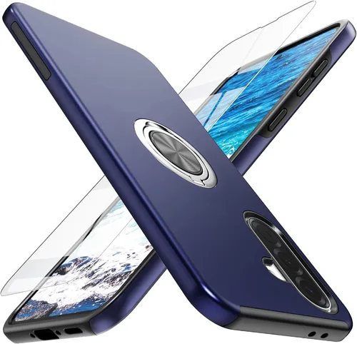 Miniatura 11 de Funda para Galaxy A13 5G con protector de pantalla (vidrio templado), funda híbrida 2 en 1 protectora delgada y resistente con anillo magnético Negro