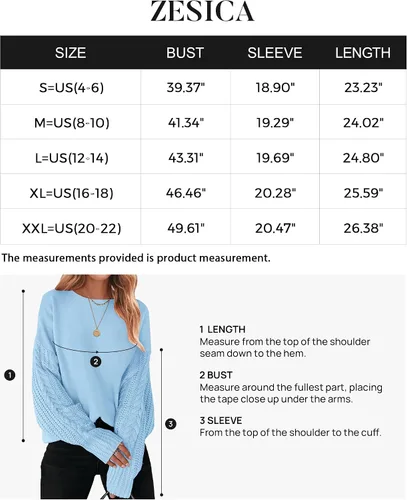 Miniatura 5 de ZESICA Women's 2024 Fall Long Sleeve Crew Neck Solid Color Cable Knit Chunky Casual Oversized Pullover Sweater Tops