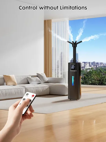 Miniatura 7 de Humidificador Nexva de 15L/4Gal para Habitación Grande, Neblina de 600mL/h, Cobertura de 1200 pies², Control Automático de Humedad, Tiempo de Negro