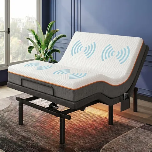 Miniatura 17 de Pipishell Base de cama ajustable individual XL y colchón de espuma viscoelástica de 14 pulgadas con masaje, base de cama eléctrica con espuma