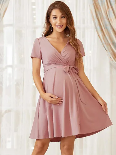 Miniatura 4 de Ever-Pretty Vestido de maternidad cruzado corto con cuello en V para mujer 20786