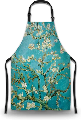 Delantales de cocina para hombres, diseño de árbol de almendros y mujeres, delantal para cocinar, restaurante, barbacoa, pintura, manualidades,