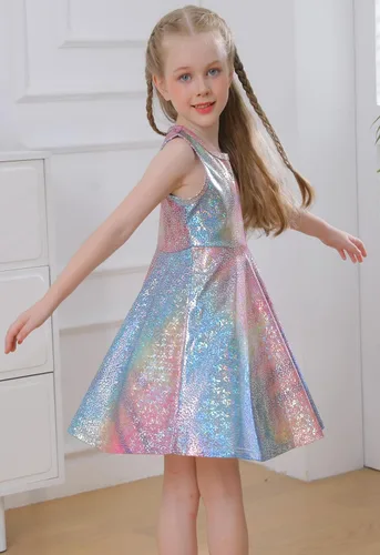 Miniatura 5 de Vestido brillante de arcoíris para niñas pequeñas, vestido de cumpleaños obsesionado con unicornio, regalo para niñas, vestido especial de princesa