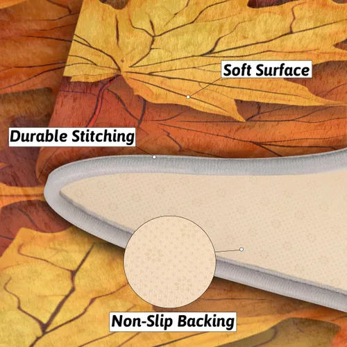 Miniatura 6 de cfpolar Autumn Maple Leaf Pattern Bathroom Rugs Non-Slip Bath Rug Microfiber Bath Mat Absorbent Kitchen Mats and Rugs Machine Washable Oval Plush