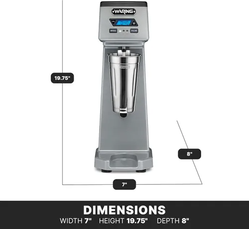 Miniatura 5 de Waring Commercial WDM120TX Mezclador de Bebidas de Servicio Pesado Individual con Husillo de 1Hp, Temporizador de Cuenta Regresiva, Pantalla