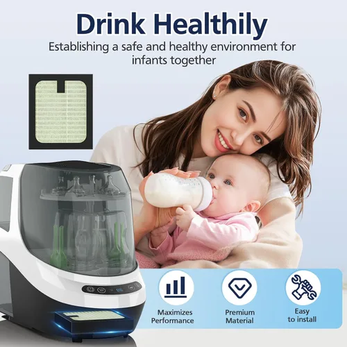 Miniatura 6 de Paquete de 4 filtros HEPA de repuesto para lavadora de biberones Baby Brezza Baby Bottle Washer Pro, filtración de alto rendimiento para limpiador