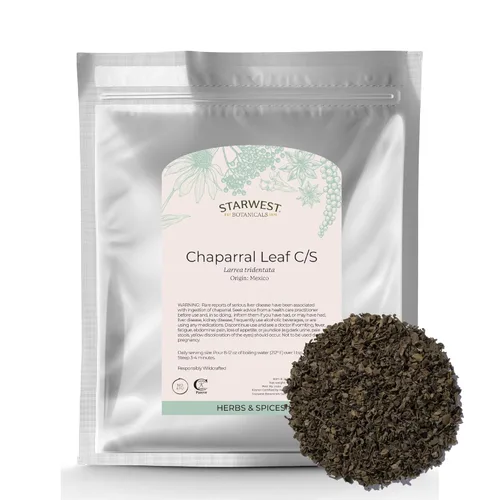 Starwest Botanicals Wildcrafted Chaparral Leaf – Hierba seca de hojas sueltas para té, procedente de arbusto de creosota, cortada y tamizada,