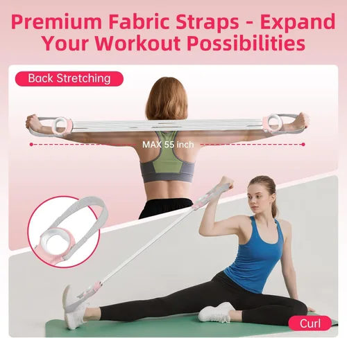 Miniatura 5 de Figura 8 bandas de resistencia de fitness con asas, banda elástica ajustable de 20 a 60 libras, bandas de silicona de tela antideslizante