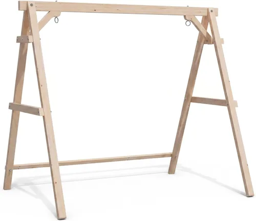 Miniatura 13 de VINGLI Marco de columpio para porche de 6.2 pies, soporte de madera resistente de 660 libras, soporte de columpio de madera con barra de conexión