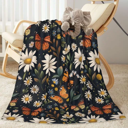 Miniatura 13 de Manta de bebé con flores de margaritas moradas para primavera para niño o niña, recién nacido, 30x40 pulgadas, mantas para cochecito, cuna