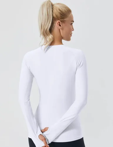 Miniatura 2 de FITTIN Camisetas de entrenamiento de manga larga para mujer sin costuras cuello redondo manga larga para correr yoga baile pilates para mujer