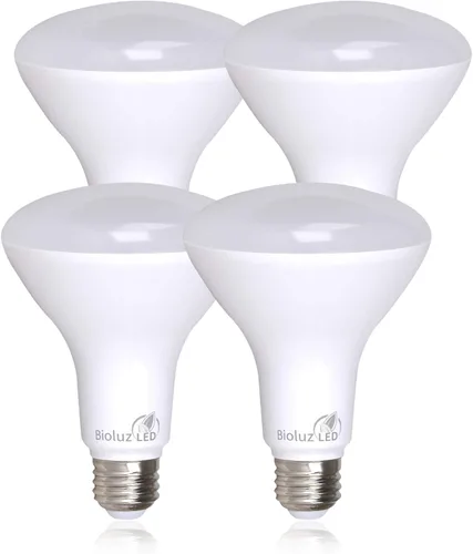 Bioluz LED Paquete de 4 Bombillas LED BR30 Luces de Inundación para Interiores 90+ CRI Equivalente a 65W usa 7.5W 2700K Blanco Cálido 650 Lúmenes